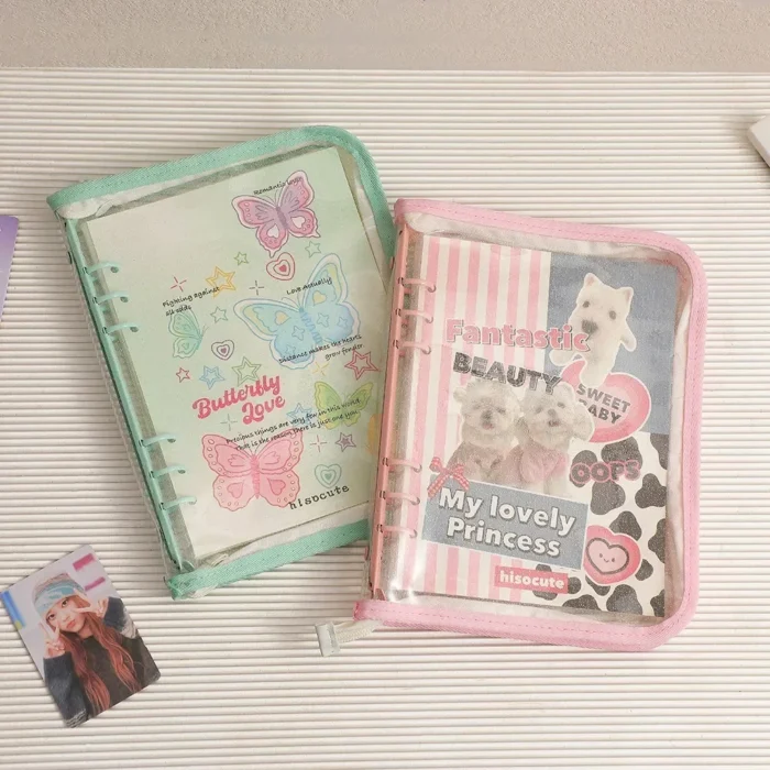 Kawaii A5 Zipper Binder Collect Book PVC Refill Organizer DIY Journal Dairy Transparent Kpop Idol Photo Album Holder Stationery - Image 3