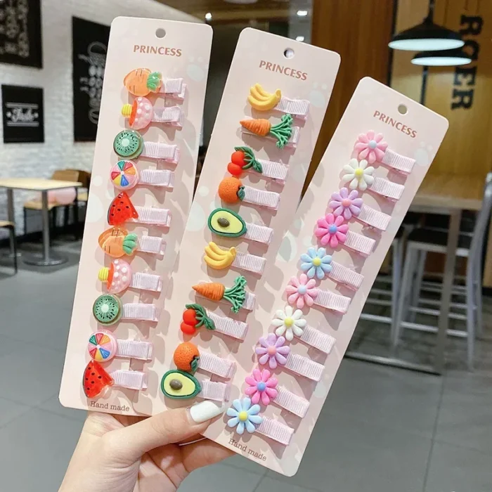 10 Pcs Children Cute Hairpins Fruit Hair Clips Set Baby Side Bangs Clip for Girls Headdress Kawaii Flower Baby Hair Accessories - Image 2