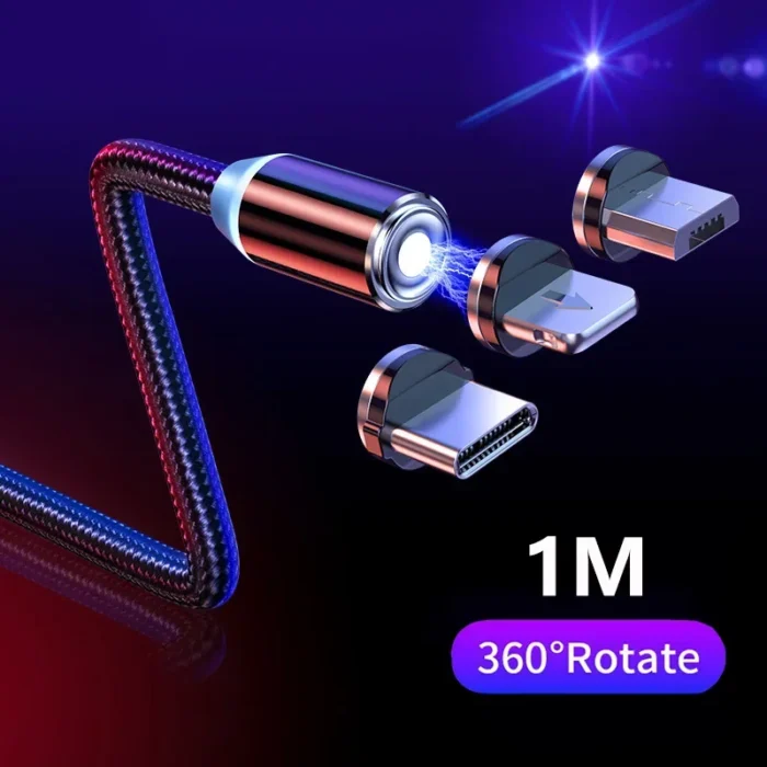 MVQF Magnetic LED Light Cable Charging Magnet Micro USB Type-C Cable LED Wire Cord Type-C Charger for Iphone Xiaomi Samsung S10 - Image 1