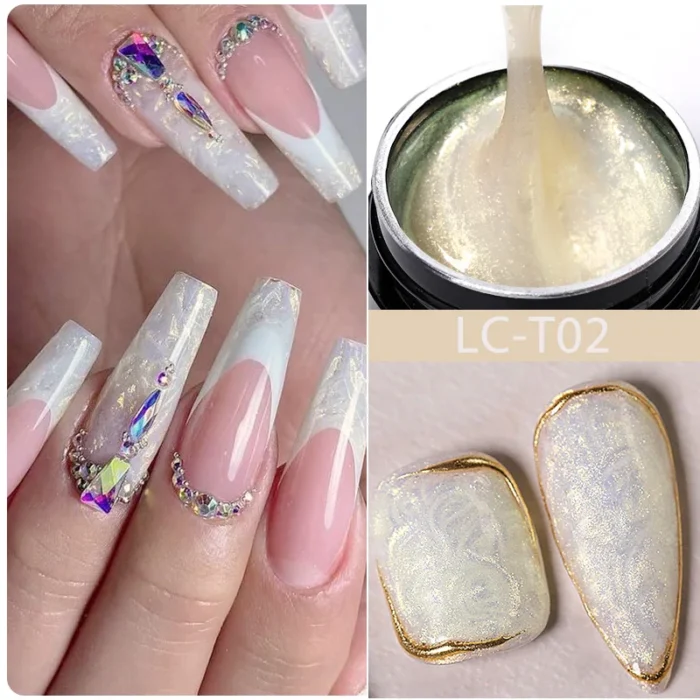 LILYCUTE 7ML 3D Auroral yellow Pearl Shell Thread Gel Nail Polish Shiny Glitter Semi Permanent Manicure For Soak Off UV LED Gel - Image 1