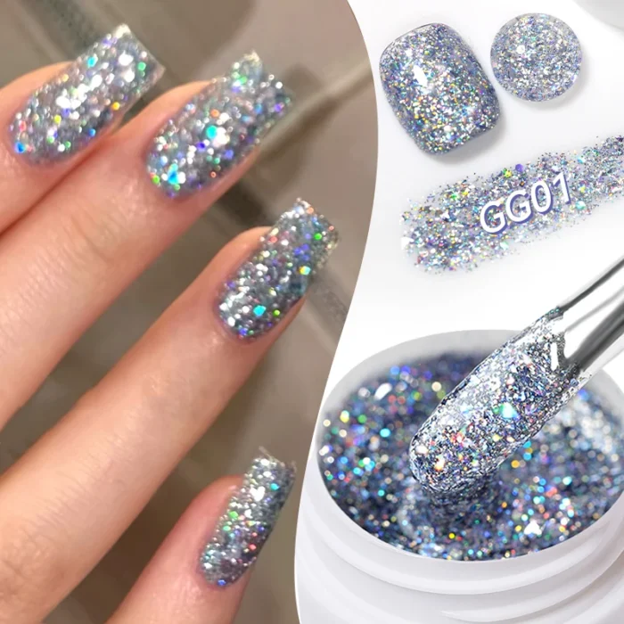 LILYCUTE 7ml Glitter Gel Nail Polish Shining Mineral Sequins Soak Off UV LED Nail Gel Semi Permanent Manicure Nail Art Supplies - Image 1