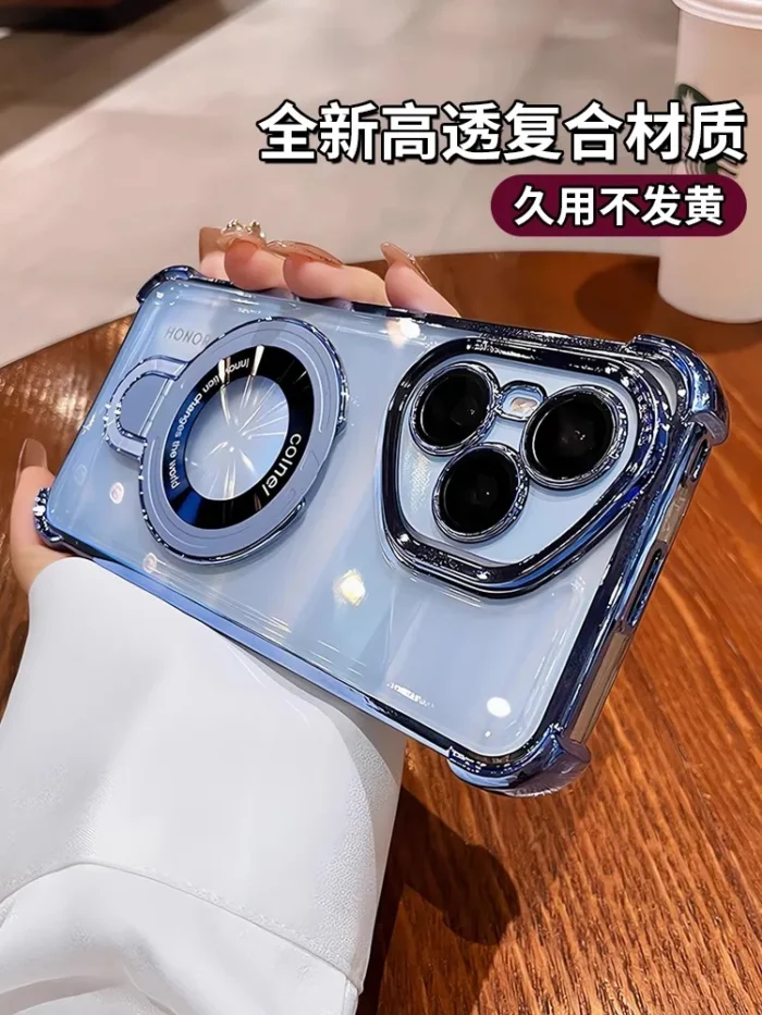 Case for Honor 400 Pro magnetic holder camera protection plating airbag silicone transparent shockproof back cover - Image 5