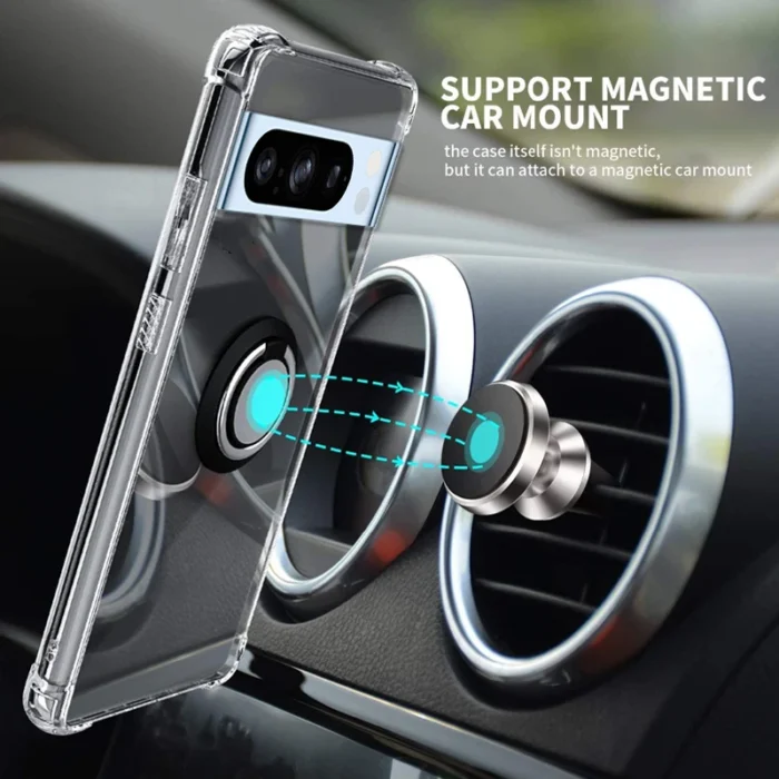 Funda con soporte de anillo para Google Pixel 8 Pro, carcasa trasera suave para teléfono, a prueba de golpes, transparente, 7A, 6A - Image 5