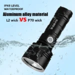 Super Bright High Power Led Flashlight P70 USB Rechargeable Flashlight Waterproof Light 26650 Battery Flashlight Camping Light - Image 5
