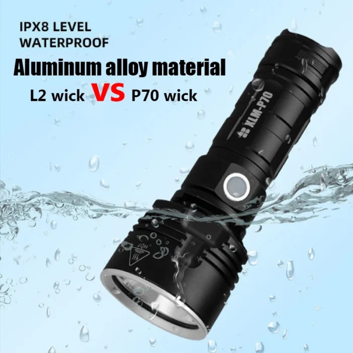 Super Bright High Power Led Flashlight P70 USB Rechargeable Flashlight Waterproof Light 26650 Battery Flashlight Camping Light - Image 5