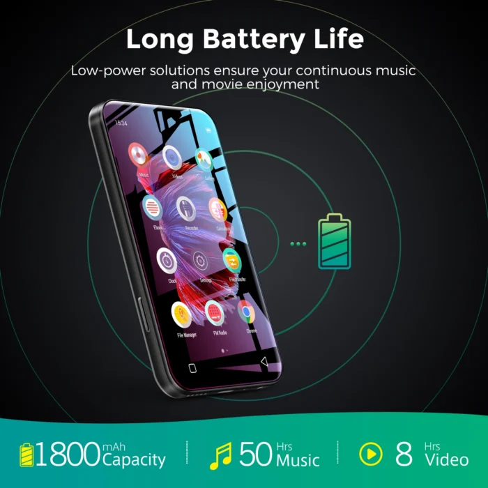 TIMMKOO 4.0" Full Touch Screen Mp3 Player Bluetooth Speakers, mp4 Walkman with WiFi, Radio, Mp3 Android up to 512GB - Image 4