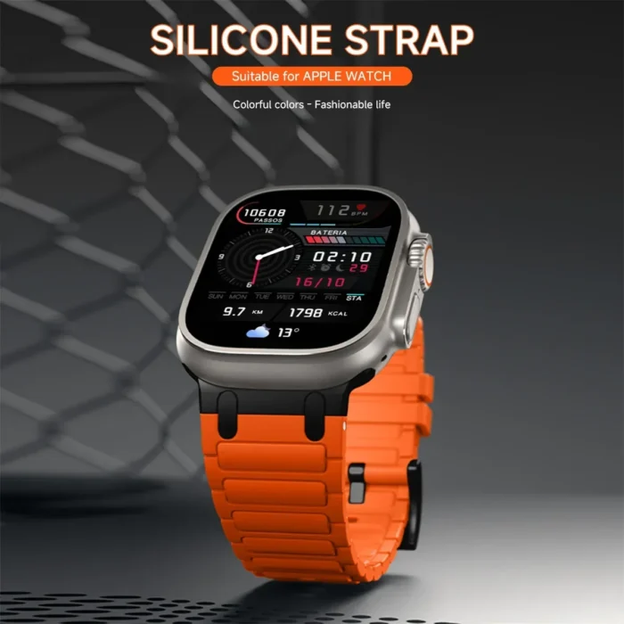 Silicone strap for Apple Watch Band Ultra 2 49mm 46mm 44mm 40mm 45mm 41mm 38mm 44mm for iwatch series 10 9 8 7 6 5 4 3 2 1se - Image 3