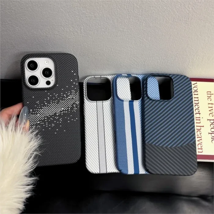 Luxury Splicing Color Carbon Fiber Business Plastic Case For iPhone 16 15 14 Plus 13 12 Pro Max 11 Cool Armor Shockproof Cover - Image 2
