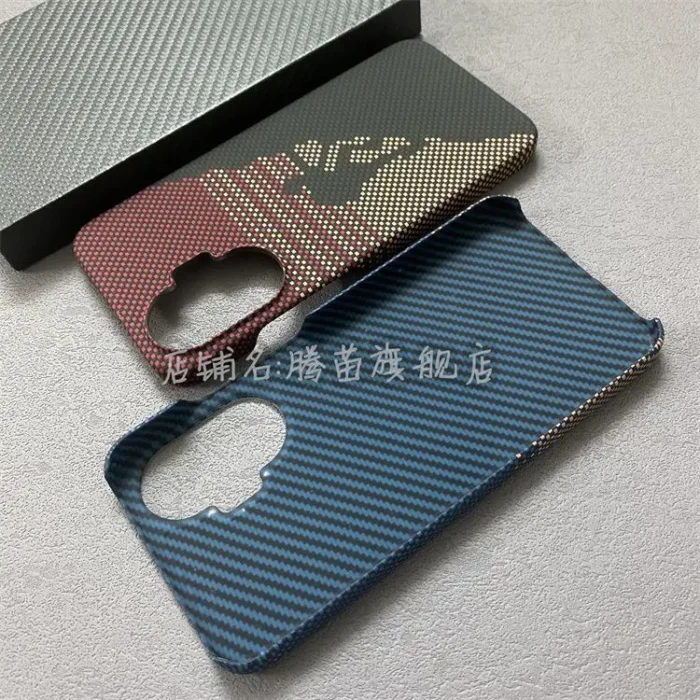 For MI POCO F7 Case Fashion Simple Gradient Carbon Fiber Texture PC Skin-friendly Anti-fall Cover For Redmi turbo4 Pro Funda - Image 2
