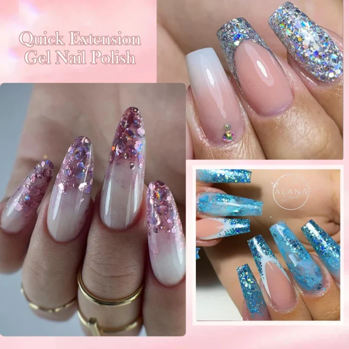 LILYCUTE 15ML Pink Glitter Sequins Nail Extension Gel Finger Prolong Semi Permanent Soak Off LED UV Nail Art Hard Gel Varnish - Image 2