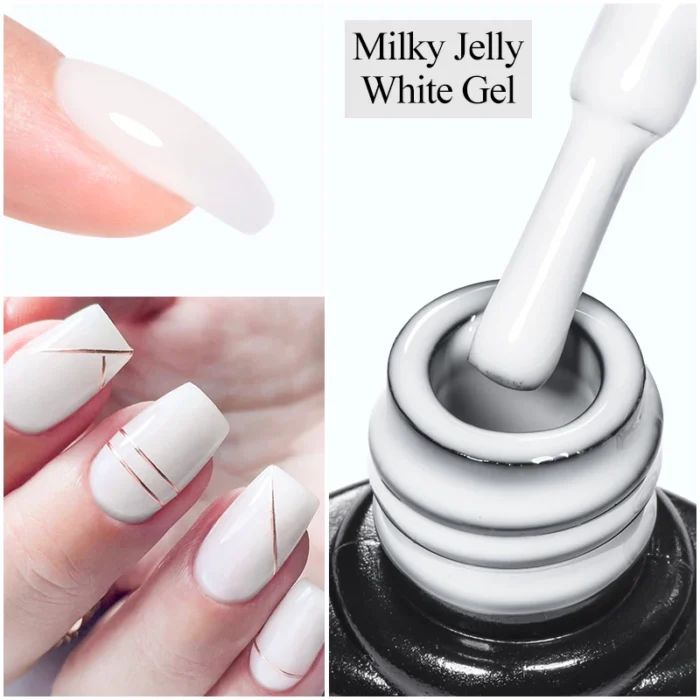 7ML Milky Jelly White Gel Nail Polish Semi Permanent Soak Off French Nails Manicure UV LED Gel Varnish Base Top Coat Nail Art - Image 6