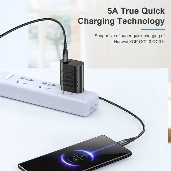 USLION 5A Micro USB Cable Fast Charging Mobile Phone Micro USB Wire cord For Xiaomi Android LED Lighting USB Charger Data Cable - Image 5