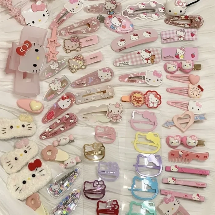 19Pcs Suit Hello Kitty Hair Clip Hairpin for Girls Children's Cinnamoroll Hello Kitty Accessories Hairpin Bb Clip Girls Gifts - Image 2