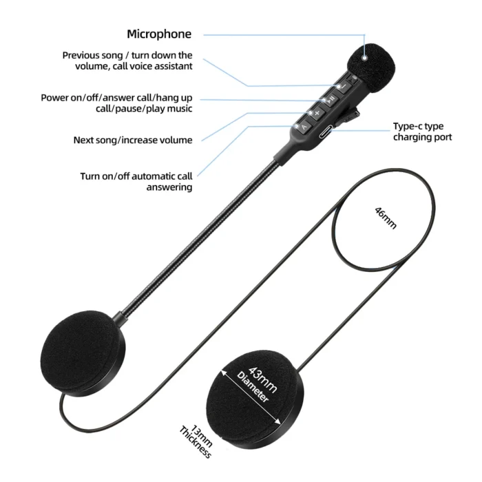 BT30S Motorcycle Helmet Headset Wireless Earphone Handsfree Call Kit Stereo Anti-interference for Rider Moto MP3 Music Player - Image 3