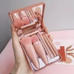 Mini Makeup Brush Set Travel Makeup Brush Set，5Pcs Portable Makeup Brush Set With Mirror - Foldable Travel Kit - Image 5