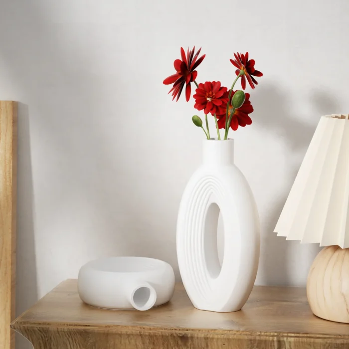Scandinavian Circle Vase Silicone Mold Oval Circle Striped Ins Style Large Ornaments Donut Flower Arrangement Vase Making Moulds - Image 3