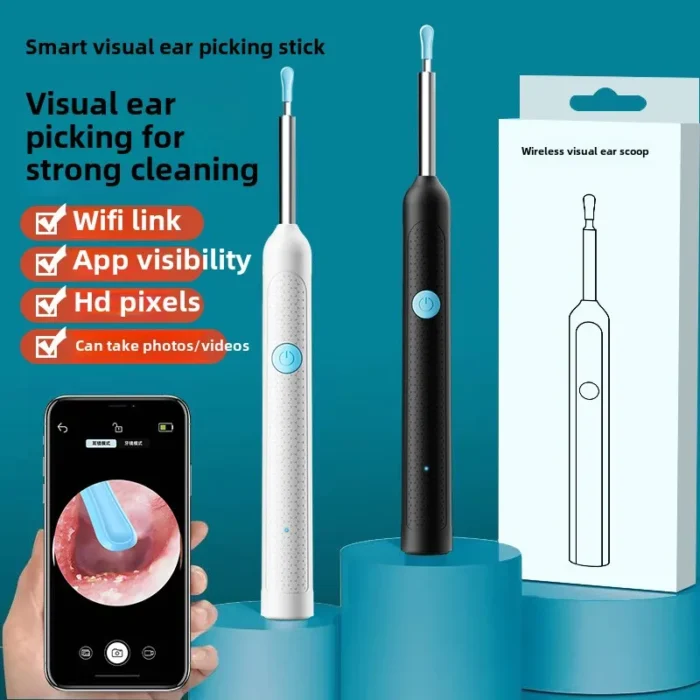 Wireless Visual Ear Endoscope Camera Ear Cleaning Tools Spoon Safe Silicone Earpick 5MP Camera Ear Wax Remover Luminous Otoscope - Image 1