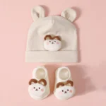 Cute Baby Hat+Socks Set Knit Cotton Newborn Beanies Cartoon Ear Infant Turban Girl Boy Hat Toddler Headwrap Children Accessories - Image 6