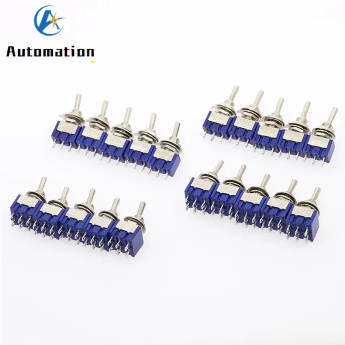 5Pcs Miniature Lever Toggle Switch Single Pole Double Throw ON-OFF-ON /ON-ON 120VAC 6A 1/4 Inch Mounting MTS-102 103 202 203 - Image 1