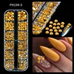 12Grid/box Gold Silver Half Round Caviar Bead Nail Charms 1/2/3/5mm Flatback Round Steel Nail Bead Micro Ball Manicure Bead - Image 5