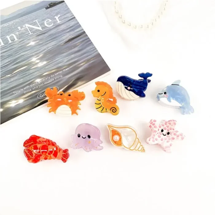 Lobster Cartoon Small Hair Claw Clip Whale Sea Horse Ocean Series Hairpin Hair Accessories Acetate Barrette Girls - Image 5
