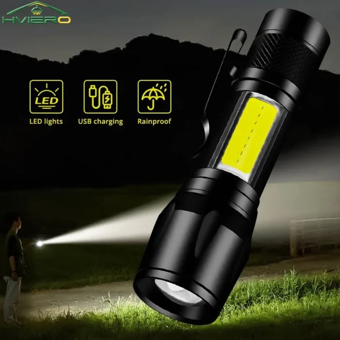 Flashlight Battery Charge Mini Led 5W Focus Adjustable Side Lamp Convenient Waterproof T6 Light Ultra Bright For Camping Hiking - Image 1