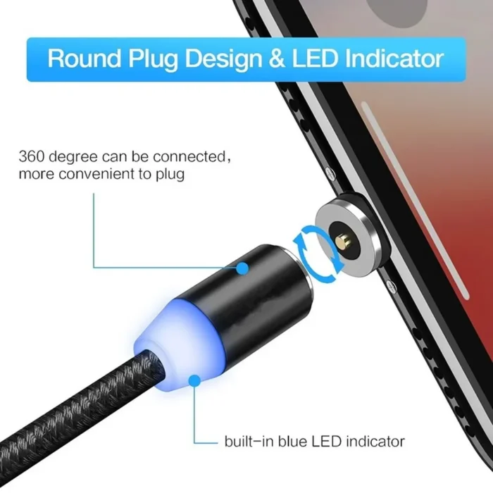 MVQF Magnetic LED Light Cable Charging Magnet Micro USB Type-C Cable LED Wire Cord Type-C Charger for Iphone Xiaomi Samsung S10 - Image 2