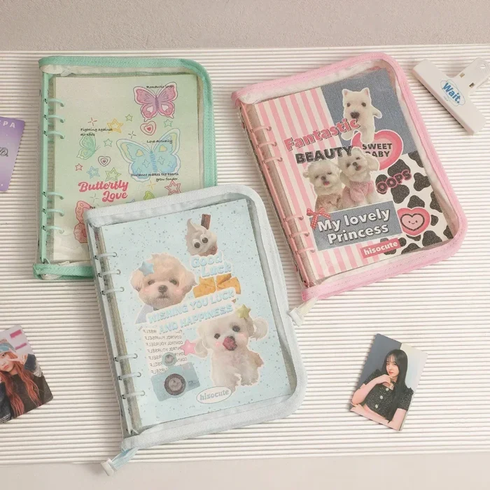 Kawaii A5 Zipper Binder Collect Book PVC Refill Organizer DIY Journal Dairy Transparent Kpop Idol Photo Album Holder Stationery - Image 2