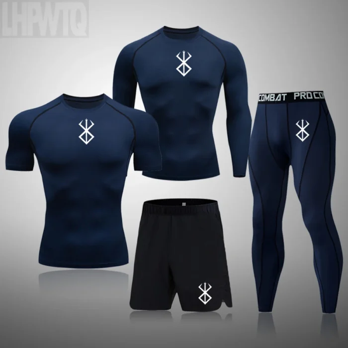 3/4PCS Tracksuit Sports Suits Gym Compression T Shirt Fitness Running Sets Jogging Sportwear Mens Sport Suit Brand Rashgard - Image 3