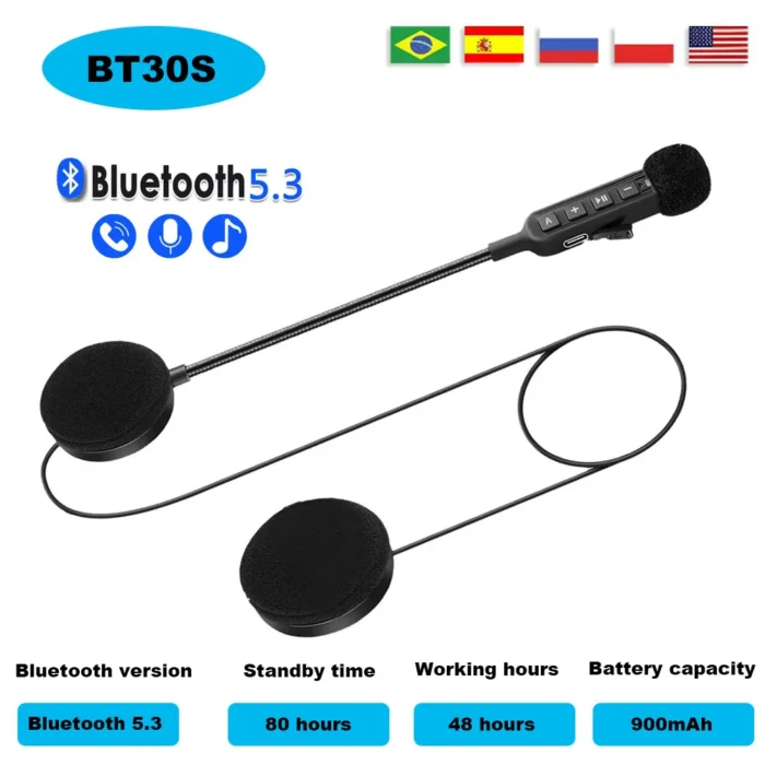 BT30S Motorcycle Helmet Headset Wireless Earphone Handsfree Call Kit Stereo Anti-interference for Rider Moto MP3 Music Player - Image 1
