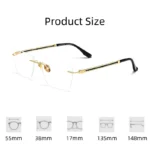 FIRADA Fashion Comfortable Eyeglasses Retro Pure Titanium Rimless Eyewear Business Prescription Glasses Frame Men Women BV6037V - Image 5