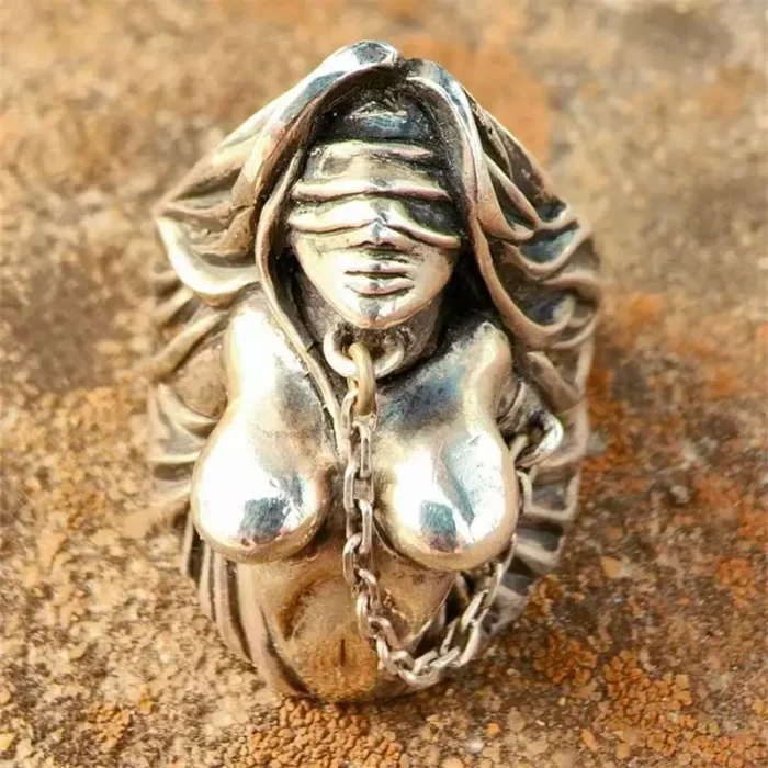 Atonement and Punishment Ring Blind Angel Carrying Shackle Original Niche Art American Retro Ring - Image 2