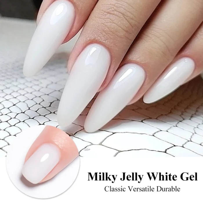 7ML Milky Jelly White Gel Nail Polish Semi Permanent Soak Off French Nails Manicure UV LED Gel Varnish Base Top Coat Nail Art - Image 2