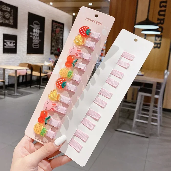 10 Pcs Children Cute Hairpins Fruit Hair Clips Set Baby Side Bangs Clip for Girls Headdress Kawaii Flower Baby Hair Accessories - Image 5