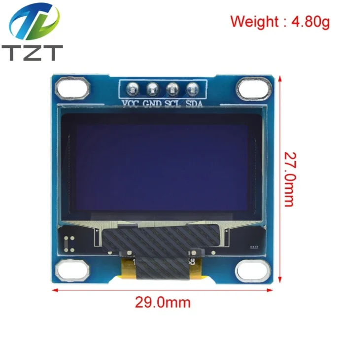 TZT ROHS Certification 0.96 inch oled IIC Serial White OLED Display Module 128X64 I2C SSD1306 12864 LCD Screen Board For Arduino - Image 2