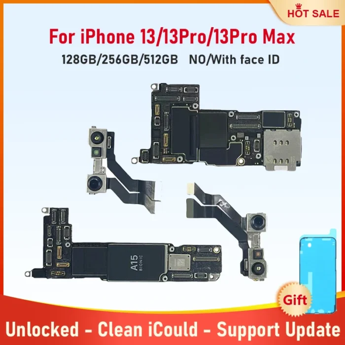 Fully Tested Mainboard for iPhone 13 13 Pro 13 Pro Max Motherboard With Face ID Unlocked Logic Board Cleaned iCloud - Image 1