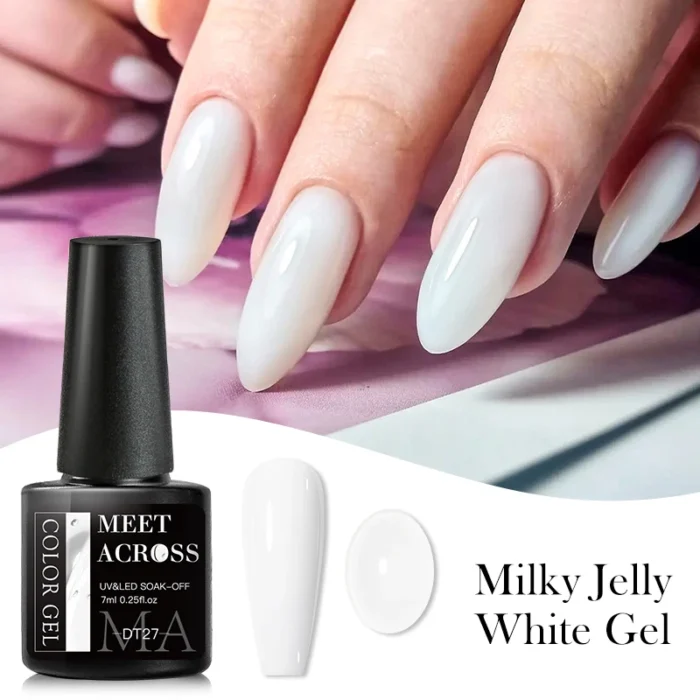 7ML Milky Jelly White Gel Nail Polish Semi Permanent Soak Off French Nails Manicure UV LED Gel Varnish Base Top Coat Nail Art - Image 1