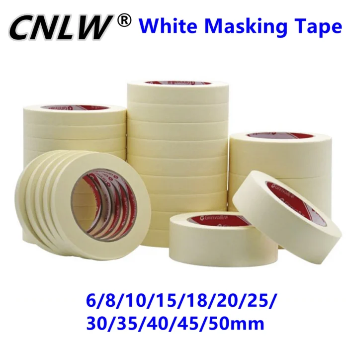 1PC 20M Low viscosity Masking Tape White 6mm-50mm Single Side Tape Adhesive Crepe Paper for Oil Painting Sketch Drawing Supplies - Image 1