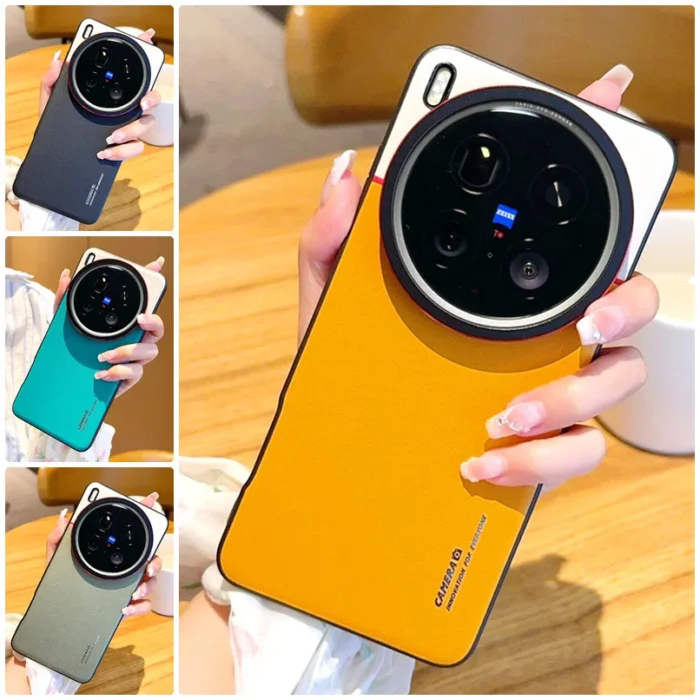 Double Pigment Leather Lens Raised Protective Lens Case For VIVO X200 Ultra X200s X200 Pro X100s X100 Camera Protection Cover - Image 1