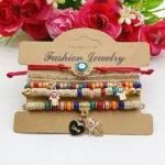 6Pcs Fatima Hand Evil Eye Bracelet Set For Women Heart Charm Beads Rope Chain Bangle Female Bohemian Handmade Jewelry - Image 2