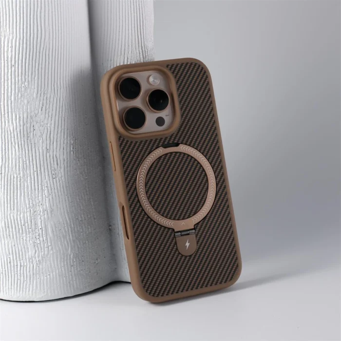 Business Carbon Fiber Bracket Magsafe Case for iPhone 16 Pro Max Plus Camera Protector Cover for iPhone 13 11 12 14 15 Pro Max - Image 2