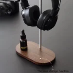Black Walnut Wood & Aluminum Headphone Stand Nature Walnut Gaming Headset Holder with Solid Wood Base for Table Desk Display - Image 4