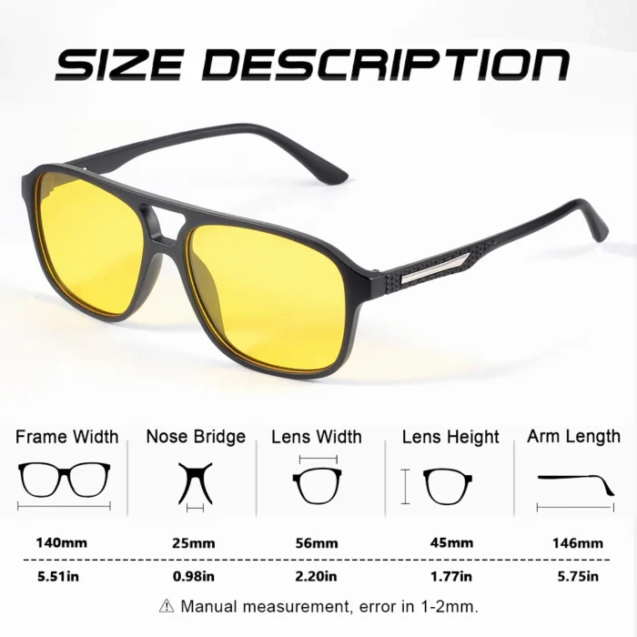 CRIXALIS Pilot Vintage Square Sunglasses Men Women Retro Driving Night Vision Sun Glasses Female Luxury Designer Shades UV400 - Image 5