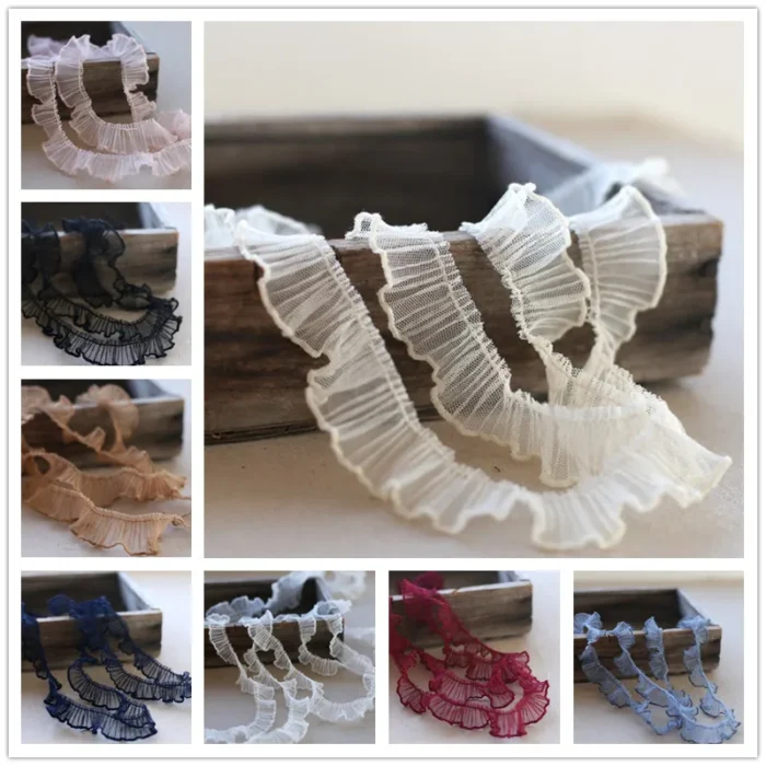 NEW Pure Color Mesh Organ Folds Ruffled Lace DIY Pet Toy Babydoll Bib Sewing Fluffy Multilayer Cake Skirt Decoration Accessories - Image 1