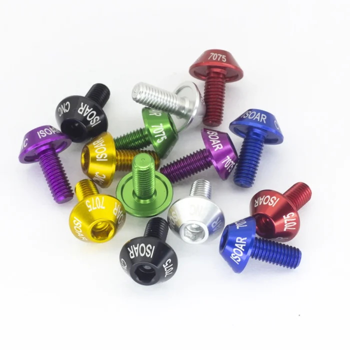 M5*10 Aluminum alloy mushroom head,bicycle water bottle rack screw mountain bike kettle rack screw Bottle cage color anode - Image 1