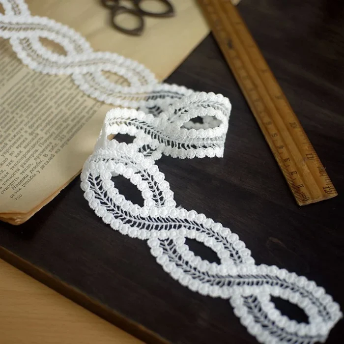 4CM Wide White Black Cotton Embroidery Ribbon Dress Guipure Lace Fabric Edge Trim DIY Garment Curtains Sewing Trimmings Decor - Image 5