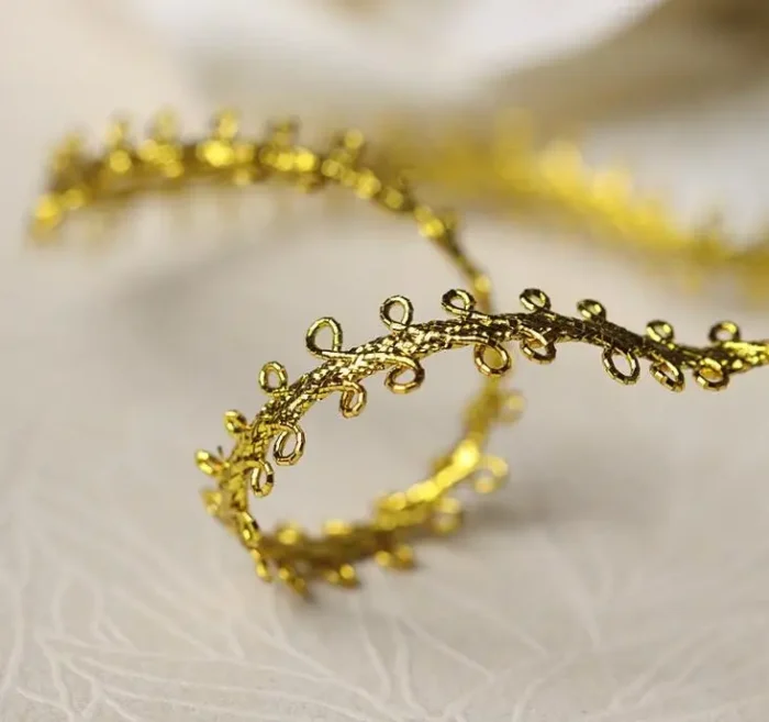 5 Meters Crocheted Silver Gold Lace Trimming Ribbon Tape diy Wedding Cosplay Clothes Sewing Fabric Handmade Headwear Ornaments - Image 3