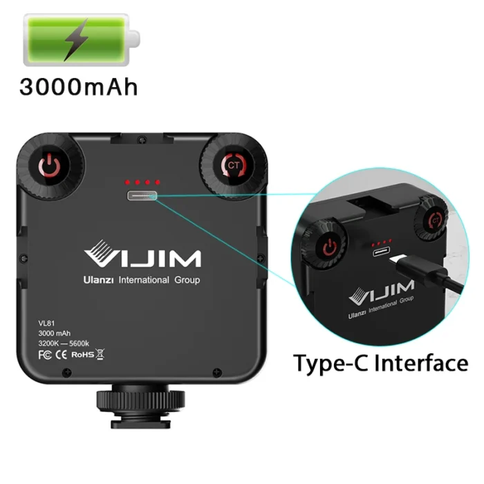 VIJIM VL81 Video Lamp 3200-5600K Dimmable MIni Vlog Fill Light With Cold Shoe for Smartphone SLR Camera Youtube Live Broadcast - Image 2