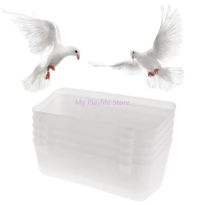 Pigeon Feeder Rectangle Feeding Device Drinking Food Water Bowl Plastic Bird Parrot Cage Cup Bird Feeding Supplies - Image 2