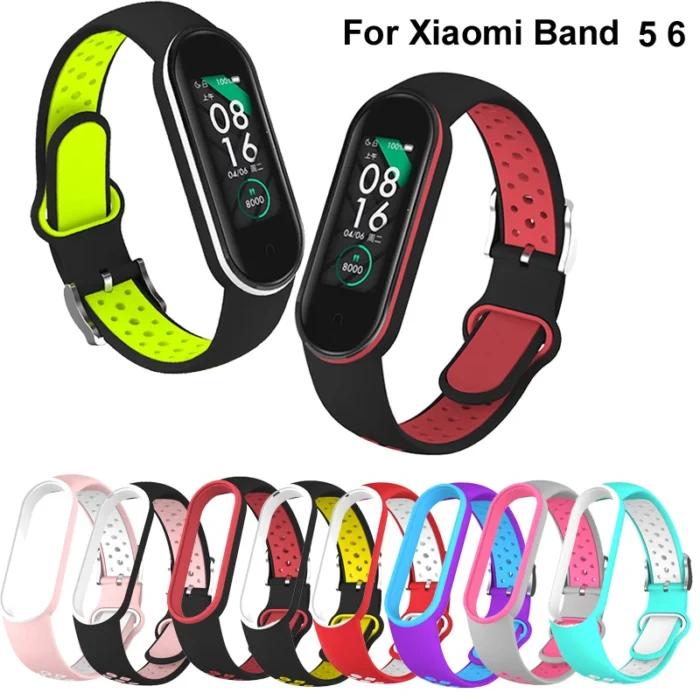 Belt For Xiaomi Mi Band 5 6 Two-color Silicone Bracelet Sport Breathable Strap For Miband 5 Miband7 Replacement Wristband - Image 1